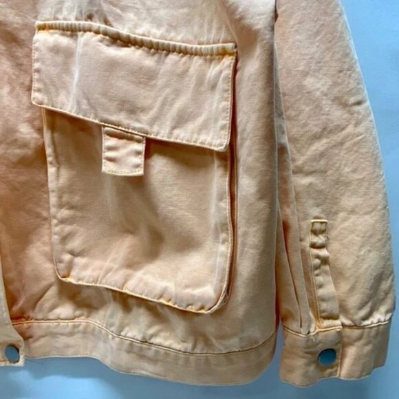 Wild Fable Jean Jacket Women's Large Mellow Orange Denim Coat Canvas Pockets NWT - Picture 4 of 10